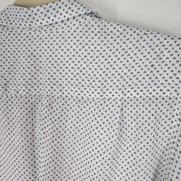 Frank & Eileen White Linen Floral Barry Button-up Shirt w/ Pocket Women's Sz XS - Picture 8 of 11